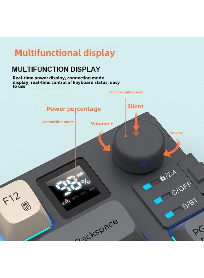 Wireless Keyboard Dual Mode 2.4G Bluetooth Wired Keyboard Mouse Suit 81 Key Mute Game Office Keypad-Color:Shimmer Color Silent Version  - Wired Keyboard And Mouse Set - Image 4