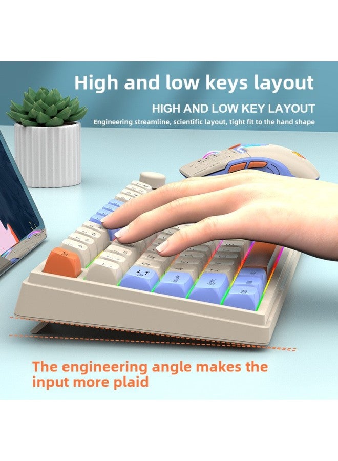 Wireless Keyboard Dual Mode 2.4G Bluetooth Wired Keyboard Mouse Suit 81 Key Mute Game Office Keypad-Color:Shimmer Color Silent Version  - Wired Keyboard And Mouse Set - Image 5