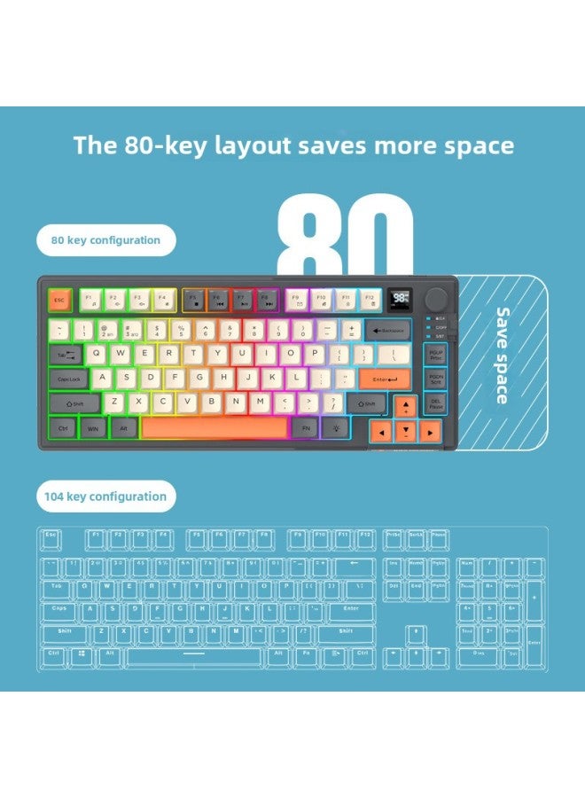 Wireless Keyboard Dual Mode 2.4G Bluetooth Wired Keyboard Mouse Suit 81 Key Mute Game Office Keypad-Color:Shimmer Color Silent Version  - Wired Keyboard And Mouse Set - Image 3