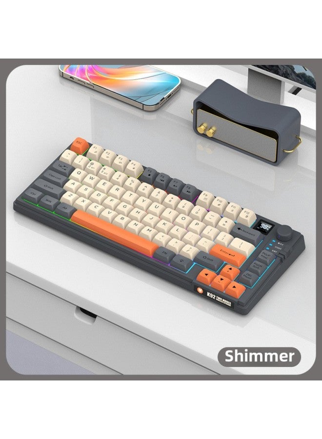 Wireless Keyboard Dual Mode 2.4G Bluetooth Wired Keyboard Mouse Suit 81 Key Mute Game Office Keypad-Color:Shimmer Color Silent Version  - Wired Keyboard And Mouse Set - Image 1