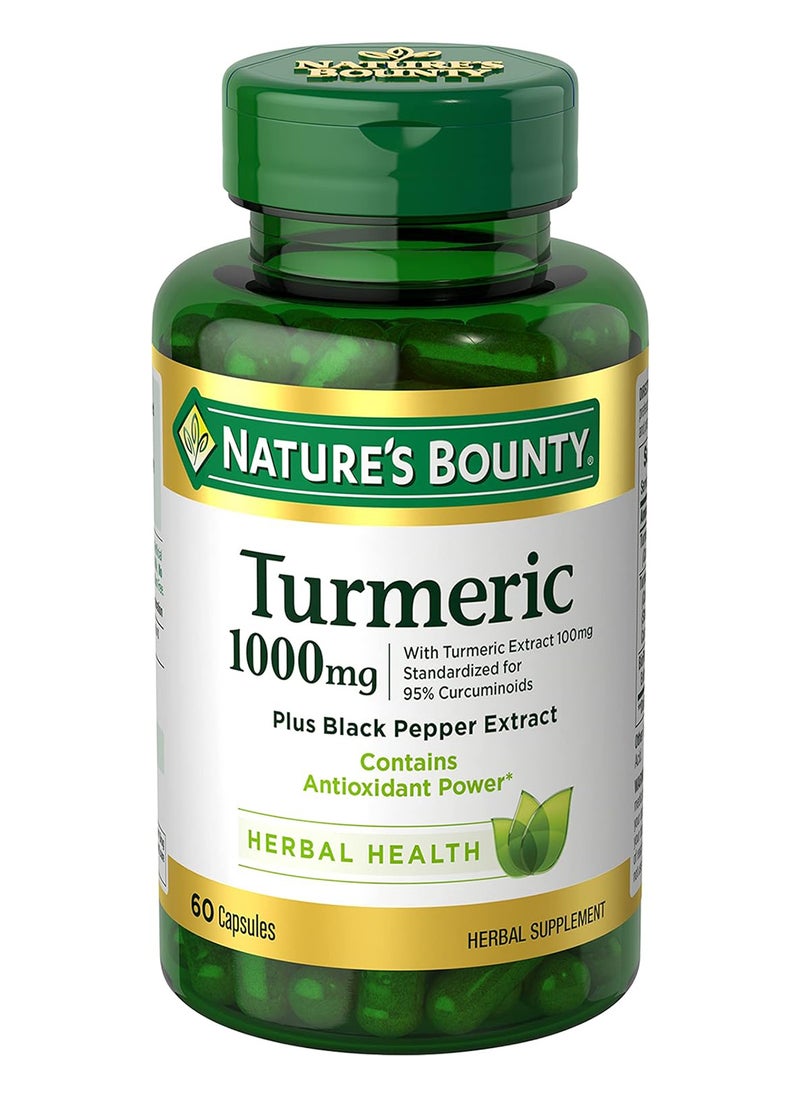 NATURE'S BOUNTY Turmeric With Black Pepper Extract Supports Antioxidant Health 1000 Mg 60 Capsules  - Image 1