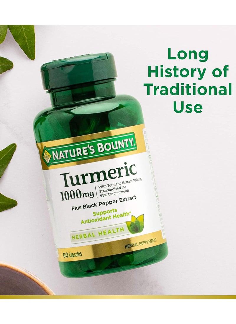 NATURE'S BOUNTY Turmeric With Black Pepper Extract Supports Antioxidant Health 1000 Mg 60 Capsules  - Image 4