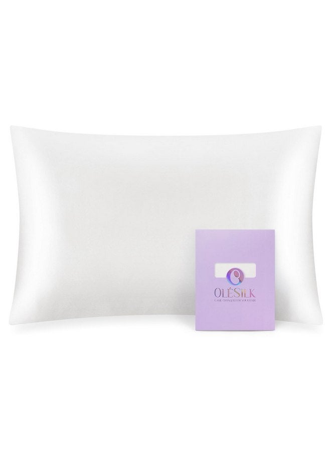 OLESILK Toddler 100% Mulberry Silk Pillowcase, Breathable Soft Smooth for Nursery Kids Night Sleeping, Silk Travel Pillow Cases with Hidden Zipper (1 Pack, Ivory, 13"x18") - Image 1