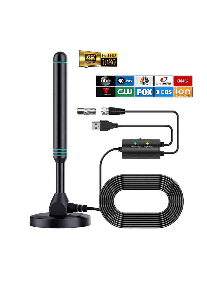 TV Antenna for Smart TV, TV Antenna for Smart TV Indoor - Magnetic Base, Support 4K 1080p Channels, with Amplifier Signal Booster, 480 Miles Long Range, 360°Signal Reception, 16.5ft Cables - Image 1