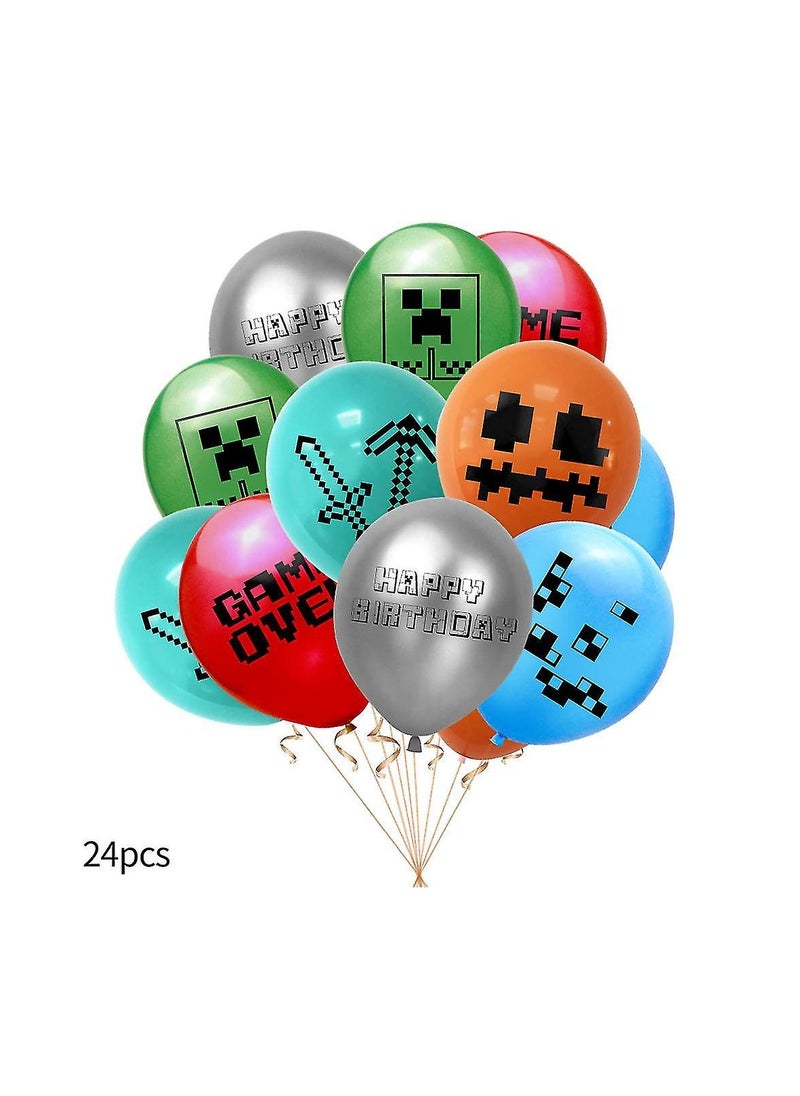 Generic - Minecraft Birthday Party Decorations Set Party Supplies for Boys and Girls Kids Theme Party including Birthday Banner Balloons Cake Topper Cupcake Toppers - Image 1