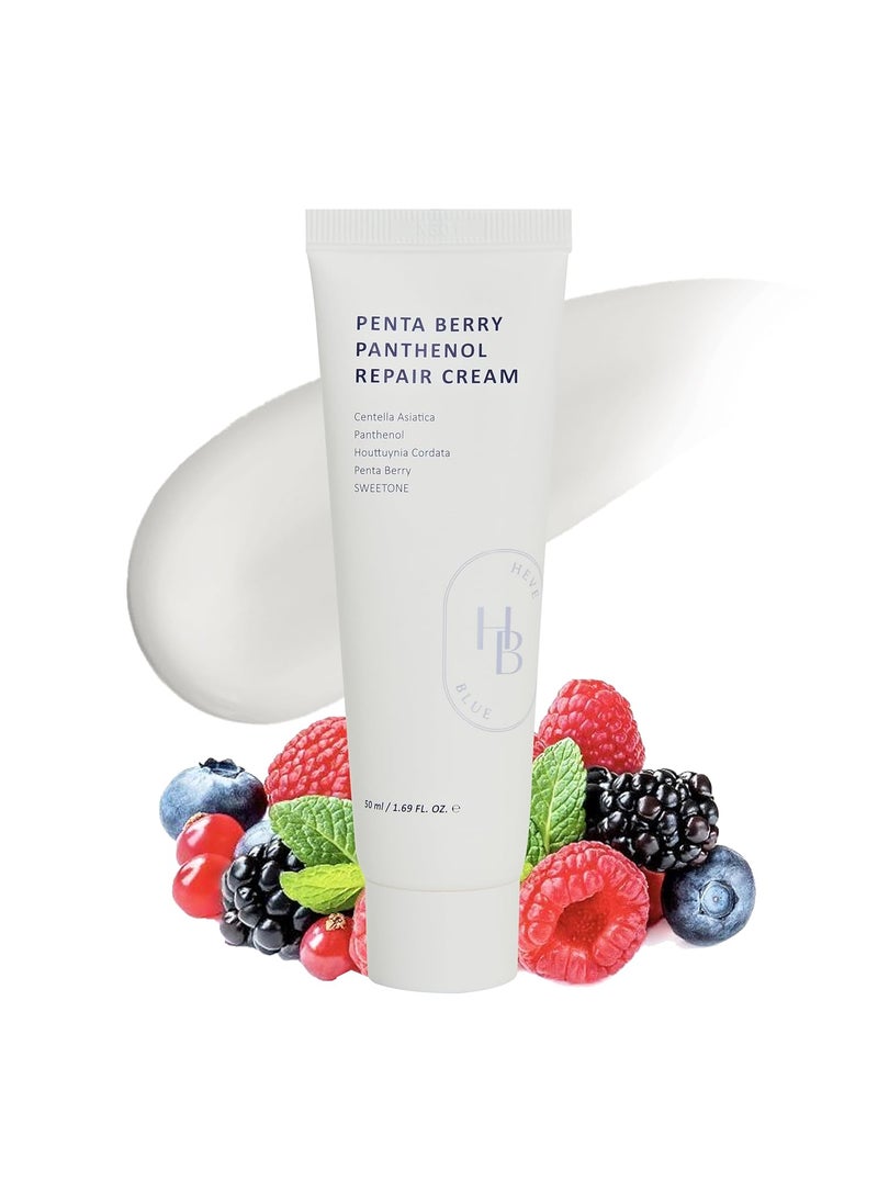 HEVEBLUE - Penta Berry Panthenol Repair Cream  Vegan Centella Cica Barrier Restore Moisture Balance Deep Hydration Sensitive Skin Low Irritation Korean Skincare KBeauty - Image 1