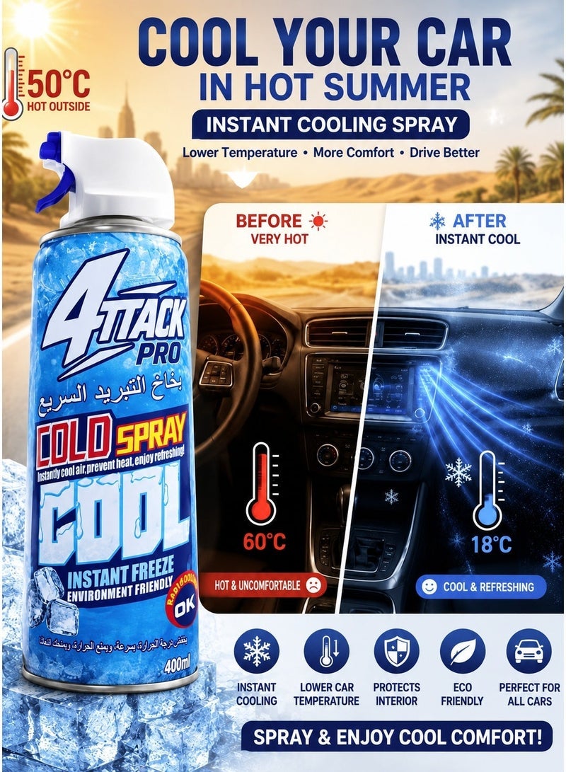 ATTACK Pro Instant Cold Spray – Rapid Cooling Spray for Cars, Seats & Interior During Hot Summer - Image 1