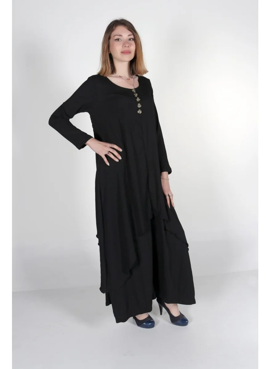 Barbora Daily Summer Casual Women's Two-Layer Dress ICSIF225SIYAH7