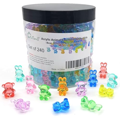 AiFanS Counting Bears and Bunnies240 Pieces Counter Toys for Kids Fun Educational Math Manipulatives with Storage Box for Counting Learning - Image 1