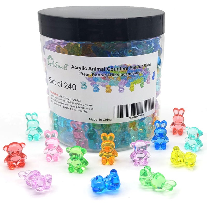 AiFanS Counting Bears and Bunnies240 Pieces Counter Toys for Kids Fun Educational Math Manipulatives with Storage Box for Counting Learning - Image 3