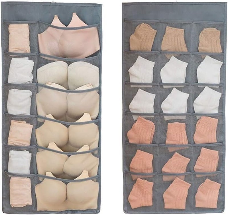 Unyks Star Unyks Star Closet Hanging Organizer with Mesh Pockets Dual Sided Wall Shelf Wardrobe Storage Bags Cloth Space Saver Bag for Bra Underwear Socks Multi - Image 1