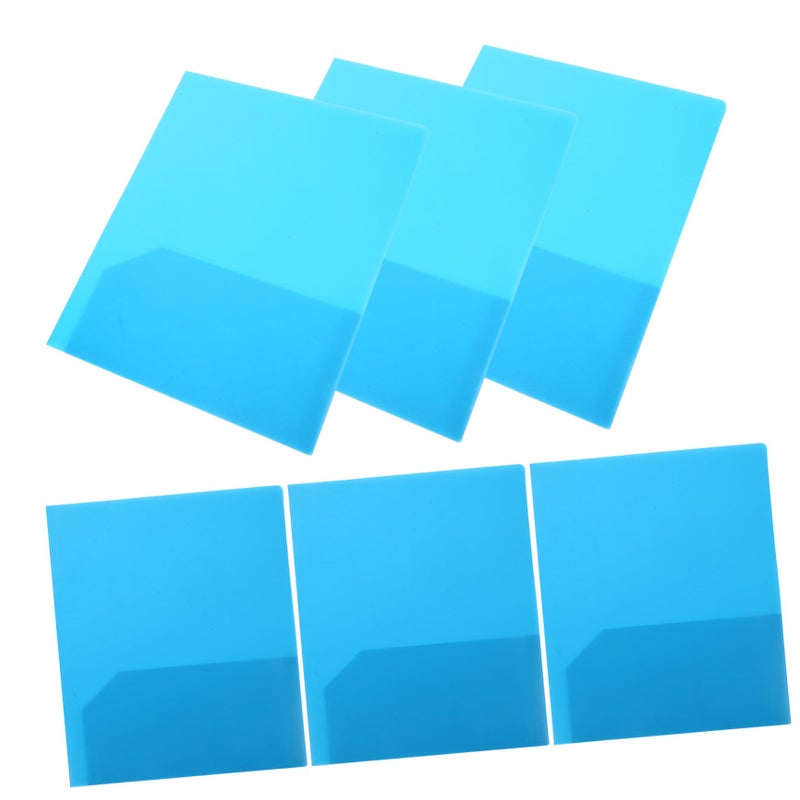 Blue 6 Pack Two Pocket Plastic Folders Double Pockets PP Document Organizer - Image 2