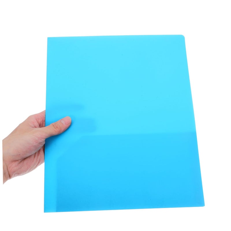 Blue 6 Pack Two Pocket Plastic Folders Double Pockets PP Document Organizer - Image 4