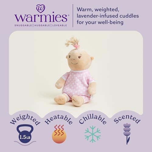 warmies Microwavable & Weighted Stuffed Animals, Baby Girl Lighter Skin - Heated Stuffed Animal Plushie for Warmth & Comfort - Soft Plush Toys for Adults & Children (Boys, Girls, Babies & Toddlers) - Image 2