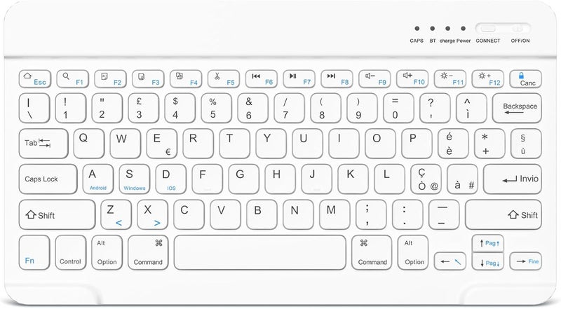 HZD Wireless Bluetooth Keyboard, Rechargeable Universal Keyboard Ultra Slim for Tablets, Small Wireless Keyboard for Samsung/iOS/Android/Windows/Phones, Italian QWERTY Layout - Image 1
