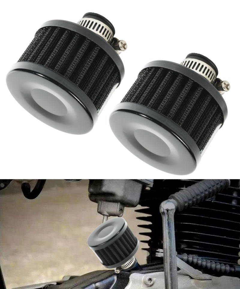 bylikeho 2Pcs Mini Air Filter Vent Crankcase Breather Cold Air Intake Filter for Car Motorcycle Black - Image 3