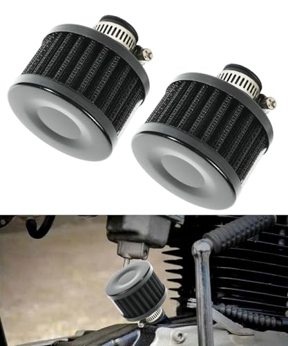 bylikeho 2Pcs Mini Air Filter Vent Crankcase Breather Cold Air Intake Filter for Car Motorcycle Black - Image 1