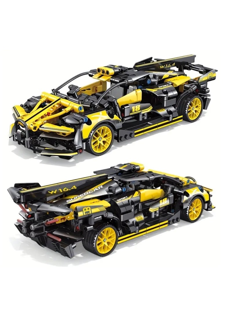 طقم كتل بناء سيارة سباق رياضية 677+ قطعة للمراهقين 14+، مجموعة بناء من بلاستيك ABS المتين، لعبة تعليمية STEM، نموذج قابل للجمع مع وظيفة القوة الخلفية لعشاق السيارات - Image 2
