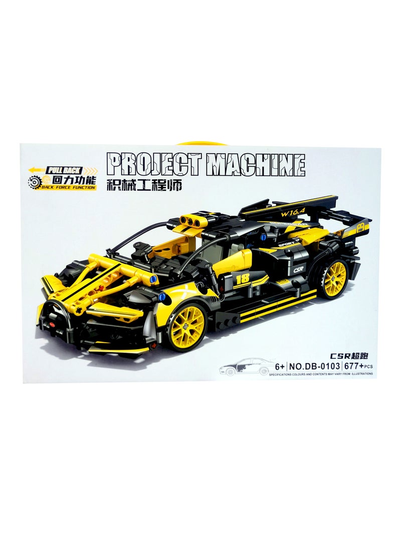 طقم كتل بناء سيارة سباق رياضية 677+ قطعة للمراهقين 14+، مجموعة بناء من بلاستيك ABS المتين، لعبة تعليمية STEM، نموذج قابل للجمع مع وظيفة القوة الخلفية لعشاق السيارات - Image 4