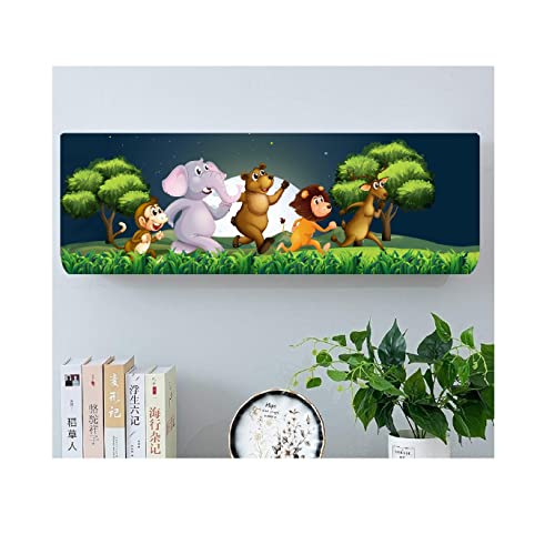 DARSHANAM WORLD Printed Air Conditioning Dust Cover Folding Designer Ac Cover for Indoor Split Ac 1.5 ton (97 x 31 x 21 .5 cm ) (JUNGLE SAFARI), Polyester - Image 1