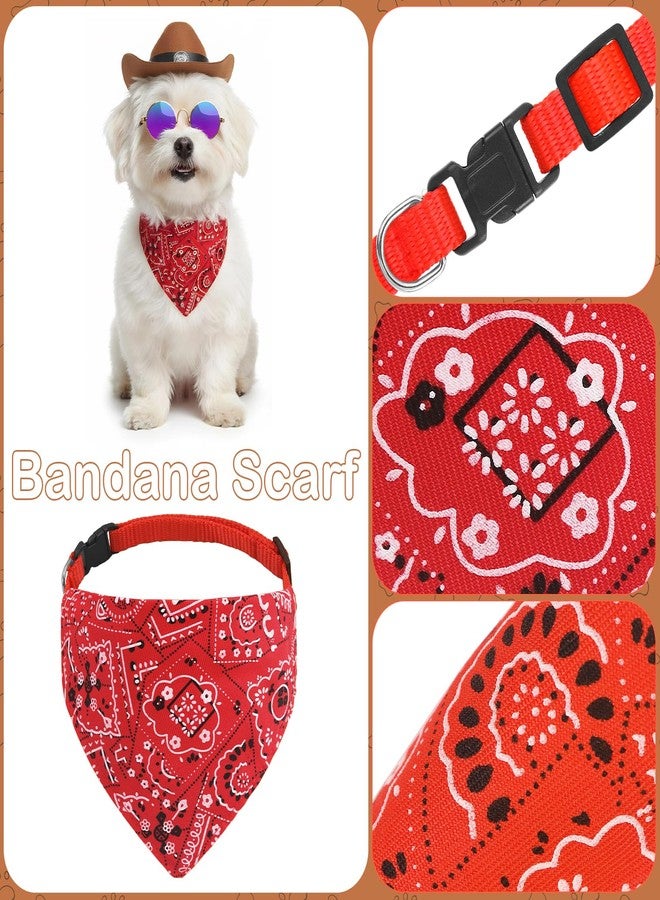 IncreDecor Pet Cowboy Hats Dog Cat Halloween Costumes Cute West Cowboy Hat Bandana Festival Cosplay Accessories (Brown+Red - Medium) - Image 4