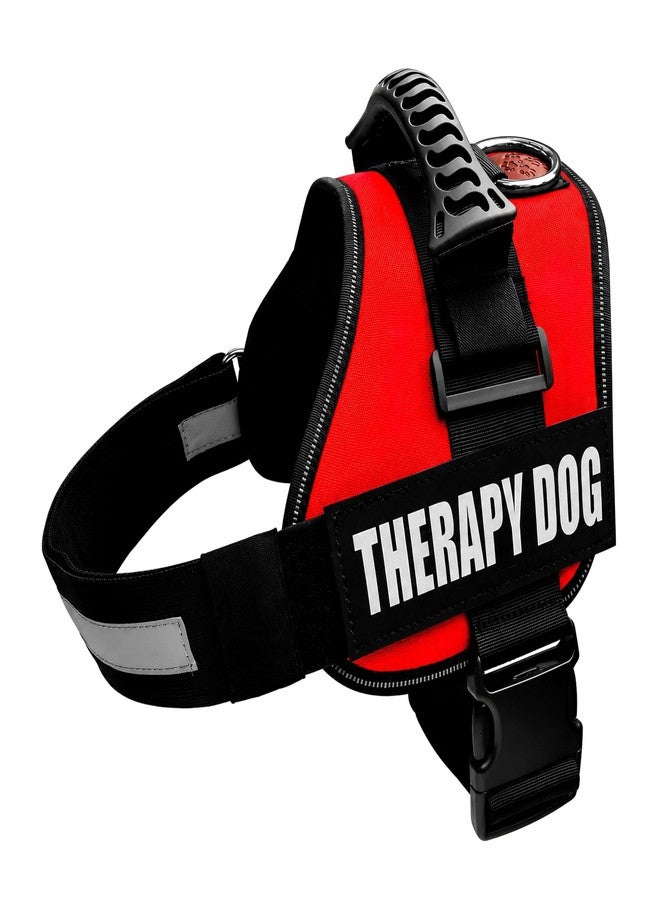 Albcorp Reflective Therapy Dog Vest Harness with 2 Removable Patches, Adjustable Woven Nylon, for Therapy Visits and Volunteer Programs, Red, Large - Image 1