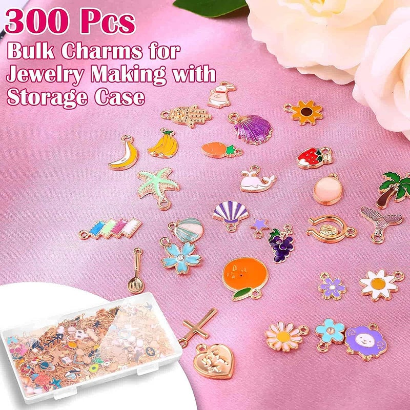 300Pcs Charms for Jewelry Making Enamel Bracelet Charms, KASTWAVE Mixed Bulk Metal Earring Charms, Necklace Bracelet Charms for DIY Jewelry Making and Crafting - Image 3