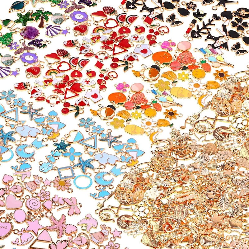 300Pcs Charms for Jewelry Making Enamel Bracelet Charms, KASTWAVE Mixed Bulk Metal Earring Charms, Necklace Bracelet Charms for DIY Jewelry Making and Crafting - Image 1