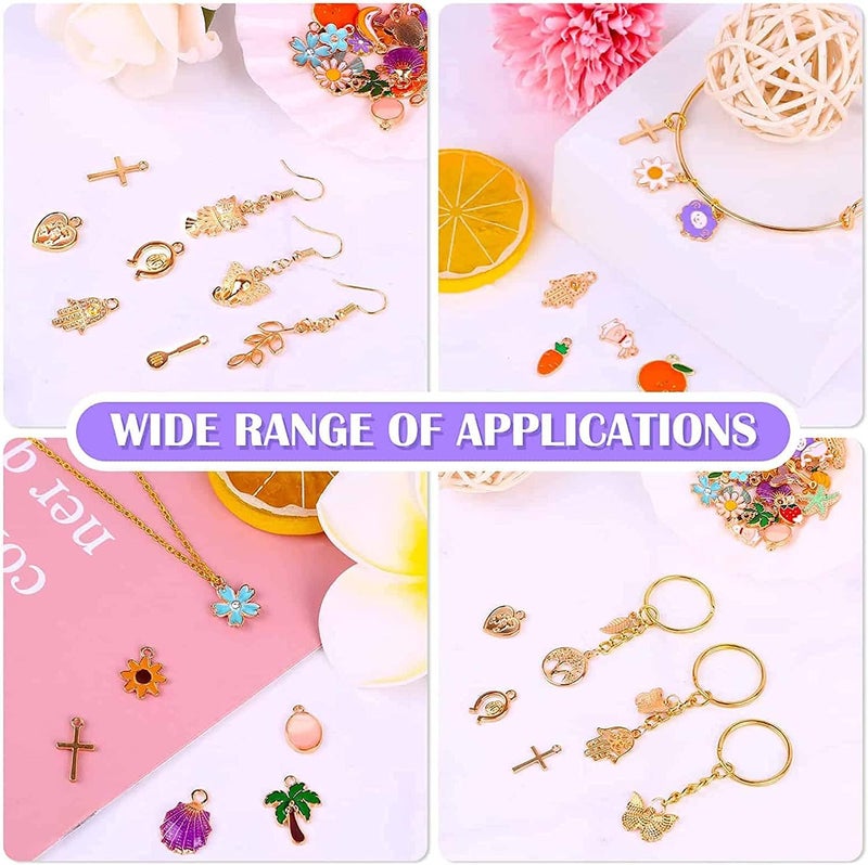 300Pcs Charms for Jewelry Making Enamel Bracelet Charms, KASTWAVE Mixed Bulk Metal Earring Charms, Necklace Bracelet Charms for DIY Jewelry Making and Crafting - Image 5