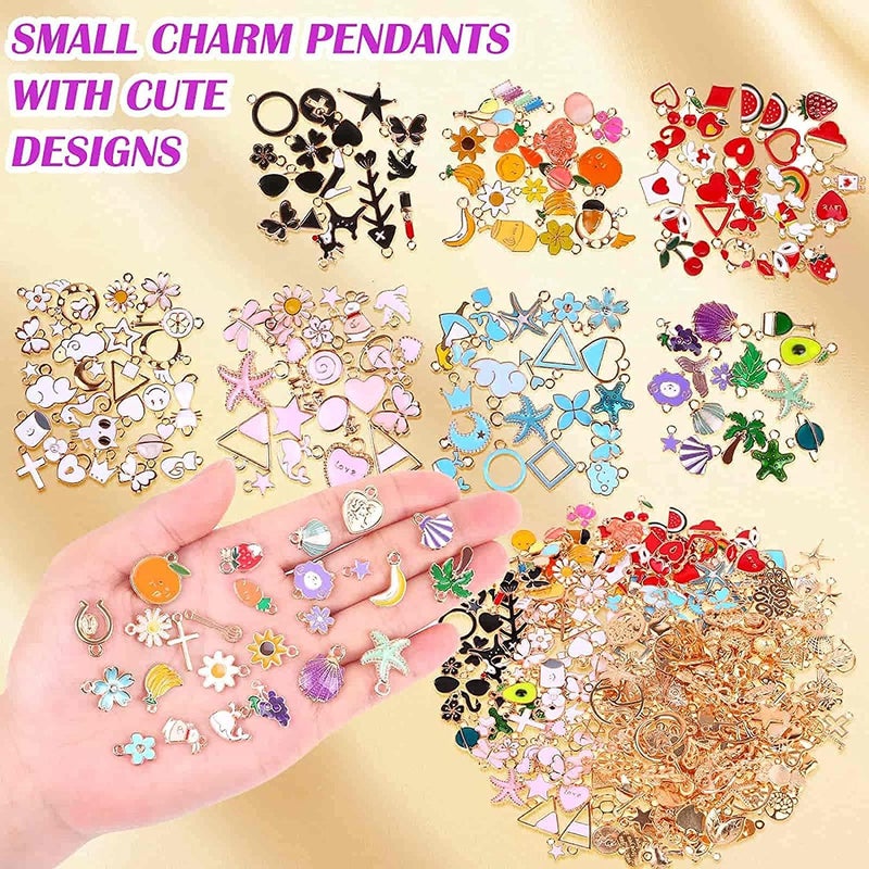 300Pcs Charms for Jewelry Making Enamel Bracelet Charms, KASTWAVE Mixed Bulk Metal Earring Charms, Necklace Bracelet Charms for DIY Jewelry Making and Crafting - Image 4
