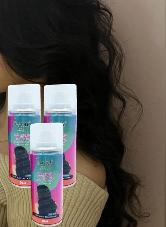 ROVAL 3 Pieces Hair Color Spray Black - Image 1