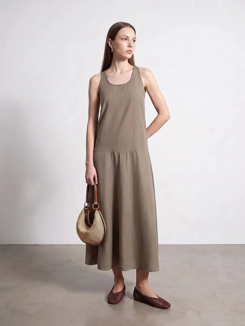 ديلفين DILVIN Sleeveless Straight Maxi Dress