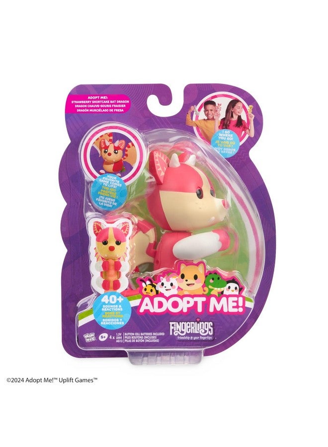 فينجر لينجز تبنّني! X، تبنّني! تنين الخفاش على شكل كعكة الفراولة، حيوان أليف تفاعلي أسطوري يحتوي على أكثر من 40 صوتًا وردود فعل (للأعمار من 5 سنوات فما فوق) - Image 4
