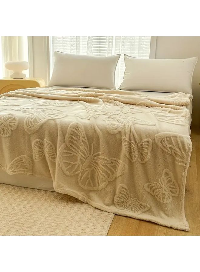 بطانية وردية ثلاثية الأبعاد بفراشات من صوف الحليب الفخم مقاس 78.74 × 90.55 بوصة - Image 4