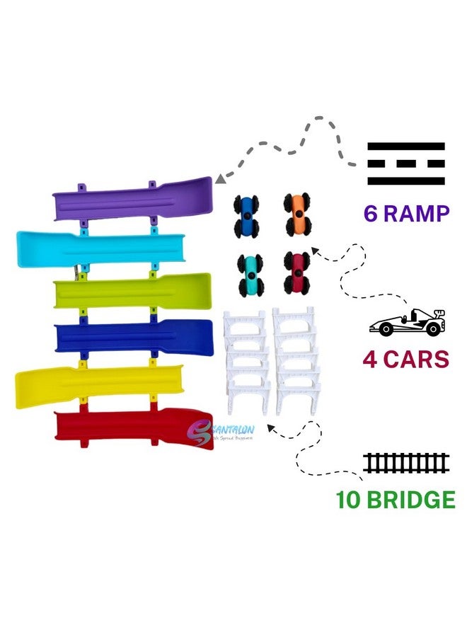 SANTALON Racer Ramp Toy with 4 Cars, 6 Ramps and Race Track for 1, 2, 3 Toddlers, and Above Age Boys & Girls - Educational and Relaxing toysVehicle Toys - Image 2