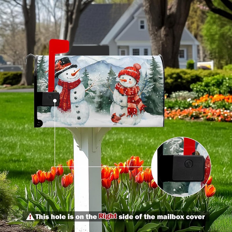 Farg Winter Snowman Mailbox Covers Magnetic Christma Snow Trees Xmas Snowflake Mailbox Cover 21" X 18" Waterproof Mail Box Covers Magnetic Standard Size for Yard Home Decor - Image 2