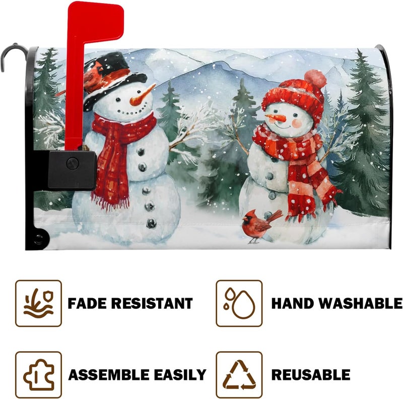 Farg Winter Snowman Mailbox Covers Magnetic Christma Snow Trees Xmas Snowflake Mailbox Cover 21" X 18" Waterproof Mail Box Covers Magnetic Standard Size for Yard Home Decor - Image 5