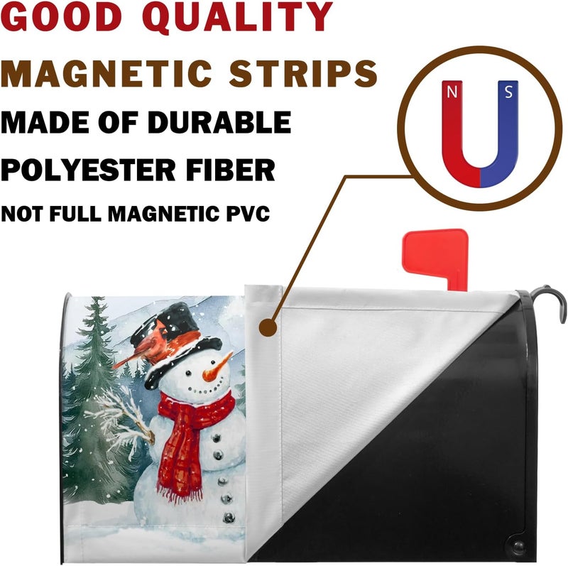 Farg Winter Snowman Mailbox Covers Magnetic Christma Snow Trees Xmas Snowflake Mailbox Cover 21" X 18" Waterproof Mail Box Covers Magnetic Standard Size for Yard Home Decor - Image 3