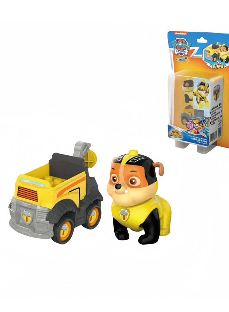 (Small gravel hammer engineering vehicle) Paw Patrol Power Dog Super Team Pull Back Car Series Assembling Building Blocks Toy Doll  - Image 1