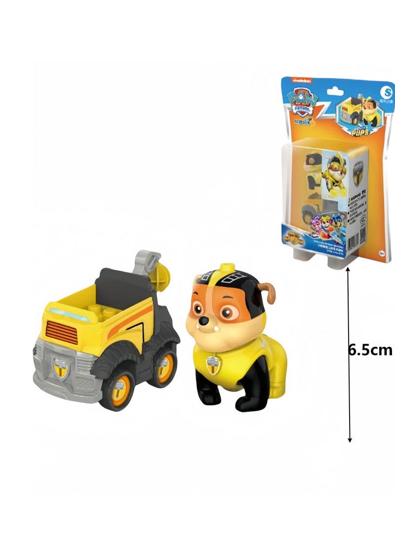 (Small gravel hammer engineering vehicle) Paw Patrol Power Dog Super Team Pull Back Car Series Assembling Building Blocks Toy Doll  - Image 2