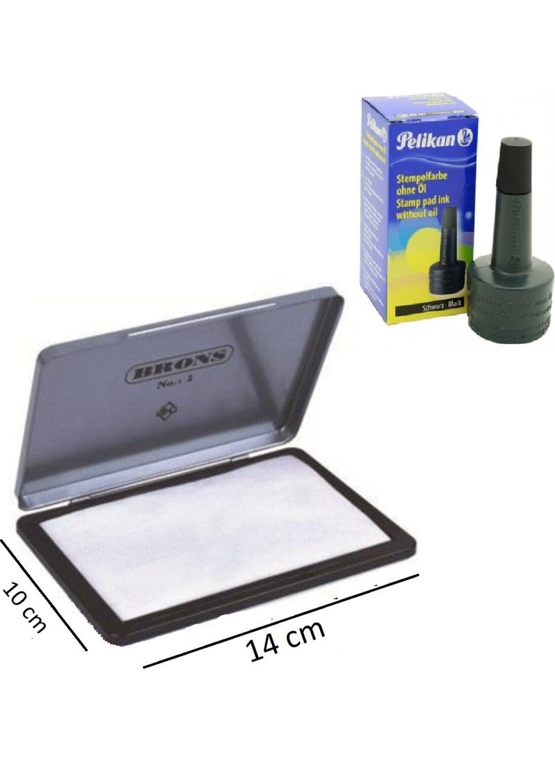 Pelikan Black Stamp Ink and Large Metal Stamp 1 Piece 