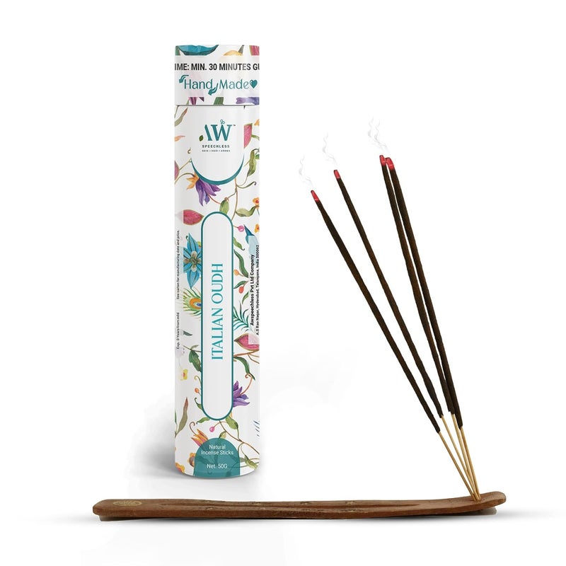 AW_Speechless AW_Speechless Italian OUDH Incense Sticks Less Smoke NO Charcoal Made with Natural Oils Long Lasting Agarbatti  - Image 1