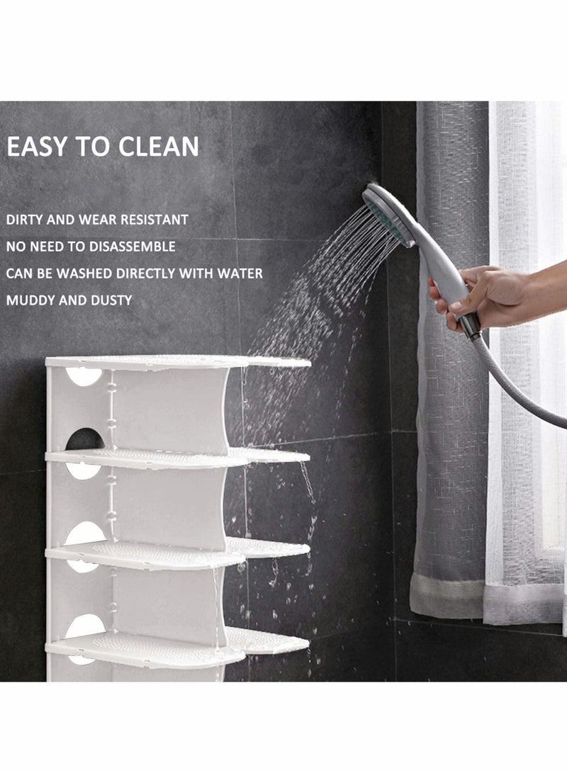 SYOSI رف أحذية، رف تخزين أحذية ب6 طبقات، أرفف أحذية قابلة للتعديل، تخزين أحذية قائم بذاته يوفر المساحة لمدخل المنزل، الممر، أبيض - Image 4