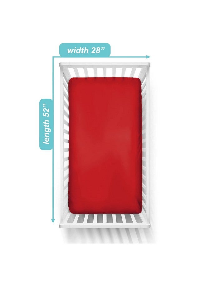 TL Care TL Care Supreme Fitted Crib Sheet 28" x 52", Enhanced Thickness for Soft, Breathable Neutral 100% Cotton Jersey Comfort, Red, for Boys and Girls - Image 2
