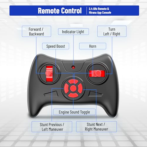 Mirana Super Car | USB Rechargable Type-C | in-Built Bluetooth Speaker | 1:12 Size High-Speed Dual Motor Formula 1 RC Car | Long Range Remote & App Controlled F1 Toy for Kids 4+ 5+ 6+ Years (Red) - Image 3