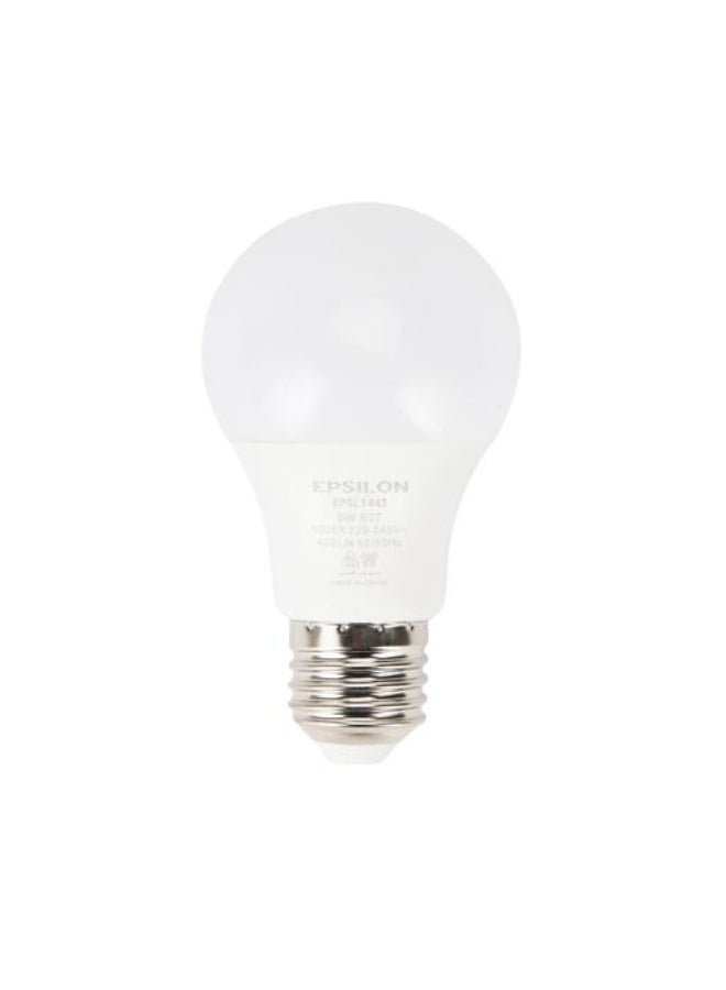 Epsilon مصباح إبسيلون 5 واط LED EPSL1443، أبيض دافئ 3000 كيلفن 400 لومن، مصباح LED موفر للطاقة E27، مقاوم للصدمات والاهتزاز للاستخدام المنزلي والمكتبي، أبيض - Image 1