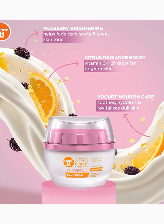 Creme 21 XTRA Bright Day Cream - 50ml | With Niacinamide for Even Tone | Vitamin C, E & B5 Nourishment | Face Moisturiser for Radiant Glow with UV Filter | Dermatologically Tested | Born in Germany - Image 3