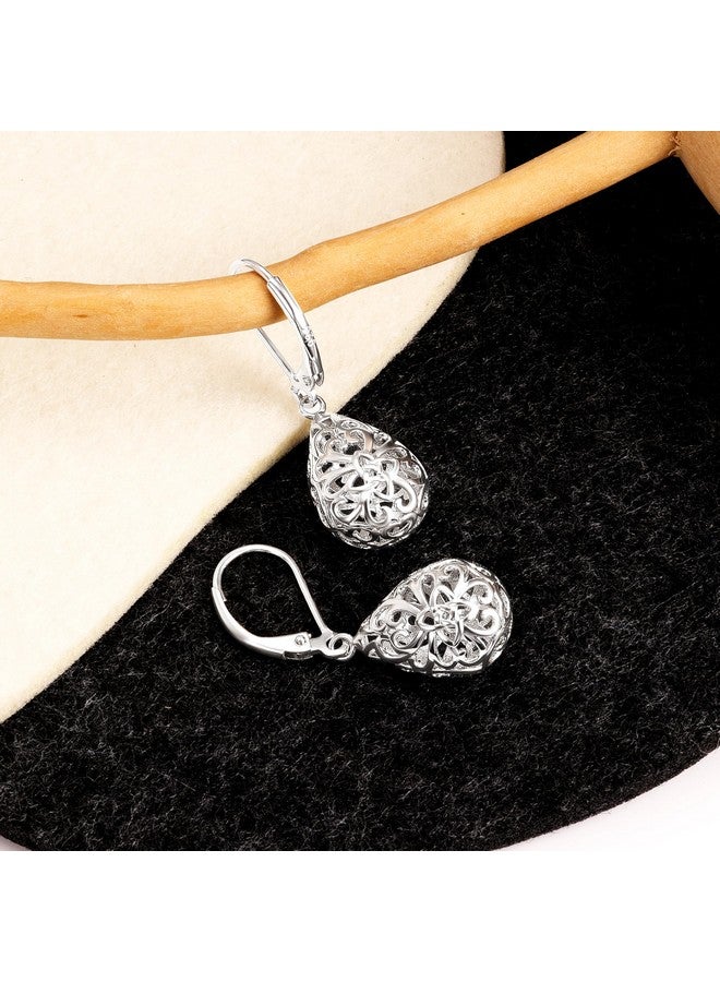 LANCHARMED Sterling Silver Teardrop Earrings for Women, Trendy Silver Drop Leverback Dangle Earrings, Hypoallergenic Leverback Drop Silver Earrings for Jewelry - Image 3