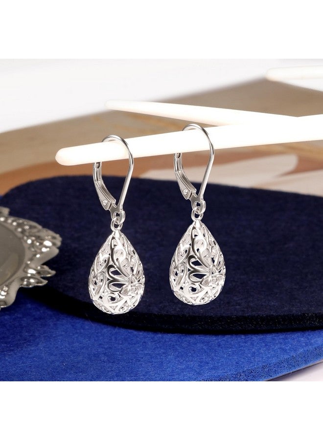 LANCHARMED Sterling Silver Teardrop Earrings for Women, Trendy Silver Drop Leverback Dangle Earrings, Hypoallergenic Leverback Drop Silver Earrings for Jewelry - Image 2