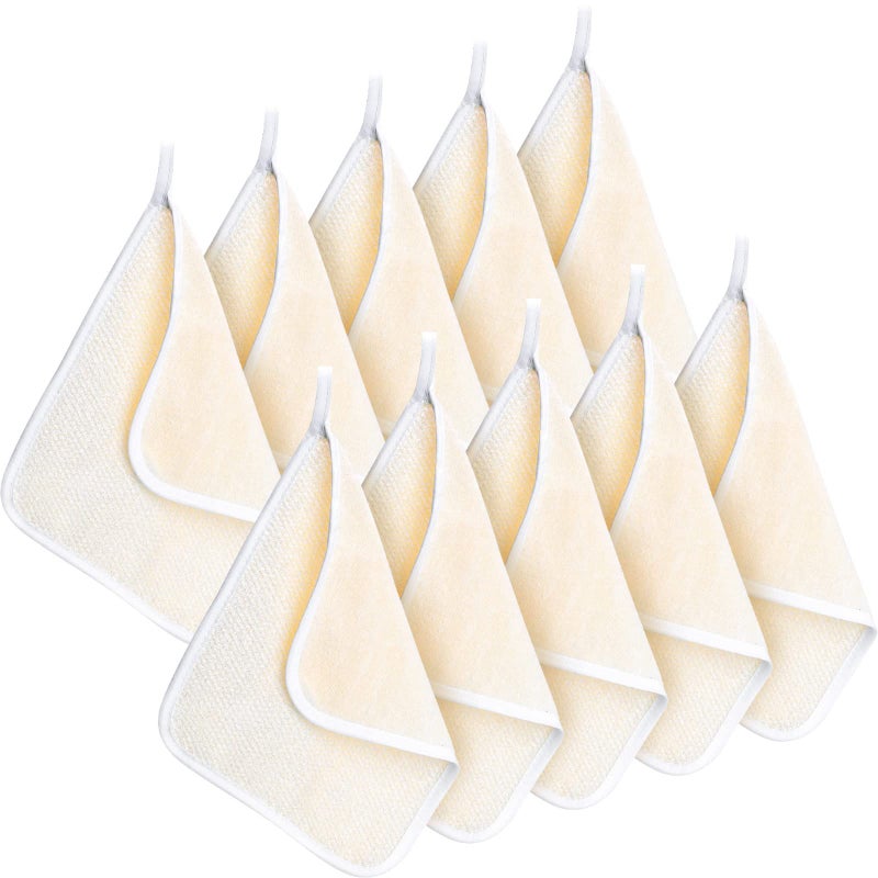 Tatuo Tatuo 10 Packs Exfoliating Wash Cloths for Body and Face Facial Bath Scrub Soft Weave Loofah Towel Exfoliate Bath Towel Remove Dead Skin Wash Cloth for Women Man (White Edge)